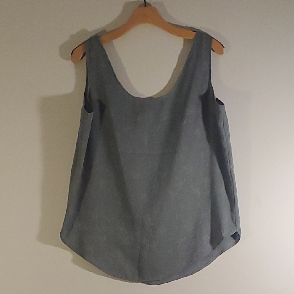Handmade Tank Top Silky Satin Grey Slate Blue